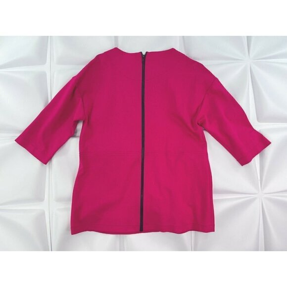 Buchanan Kang Womens Sz 4 Pink Ponte Knit Blouse Top Back Zipper s Full Zip - Picture 4 of 7